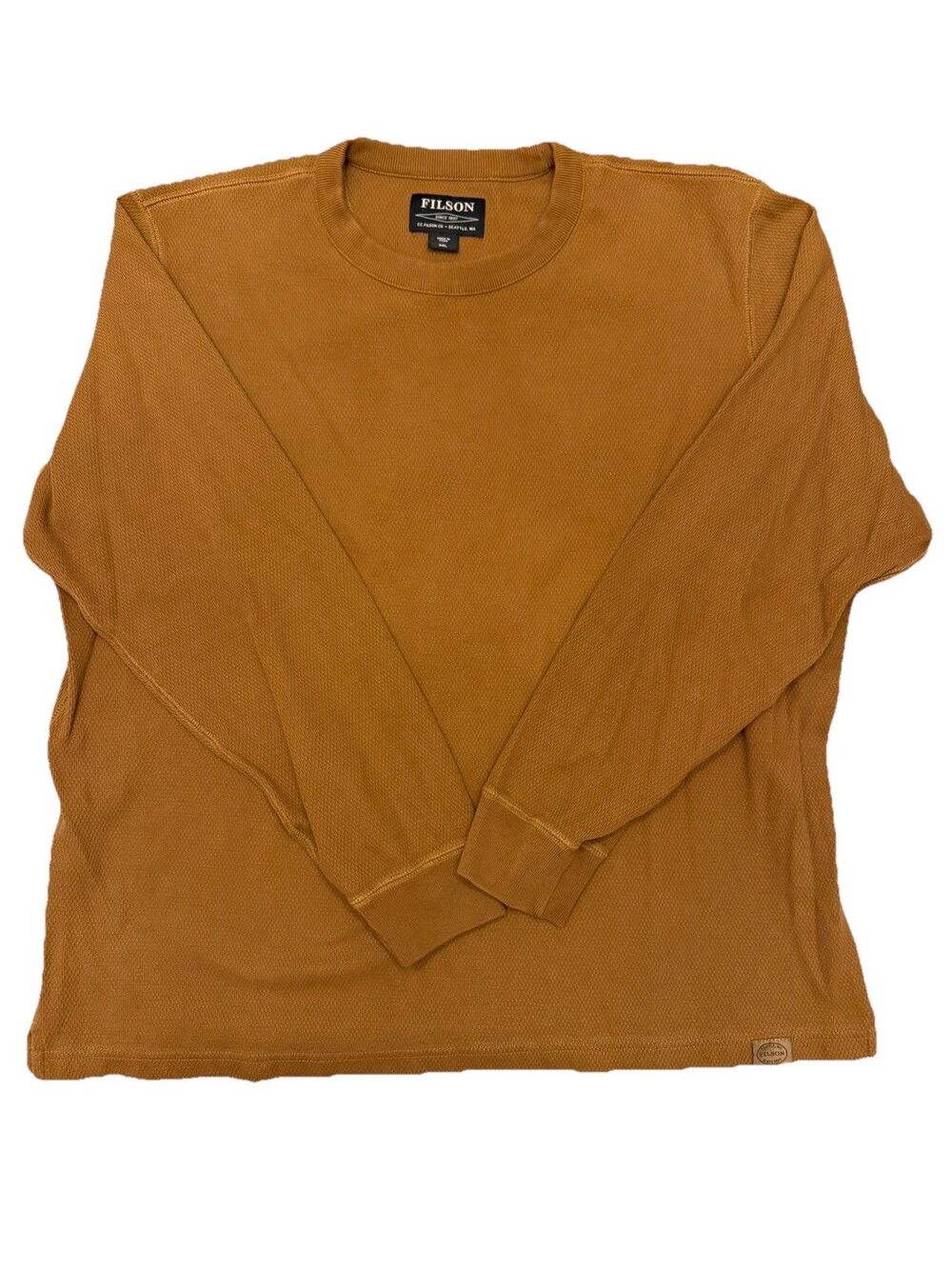 Filson Waffle Knit Thermal Shirt Mens XXL Long Sleeve Cotton Crewneck Olive Tan